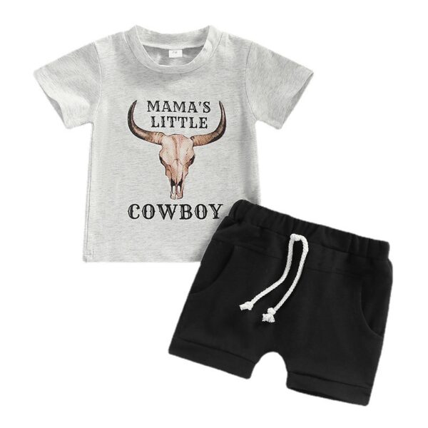 Casual Baby Boy Clothes Suit Cartoon Cow Print - Image 2