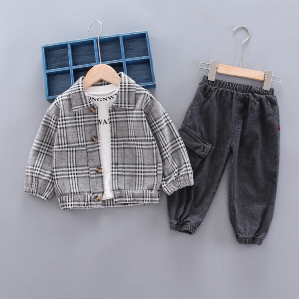 Baby boy long sleeve plaid suit - Image 5