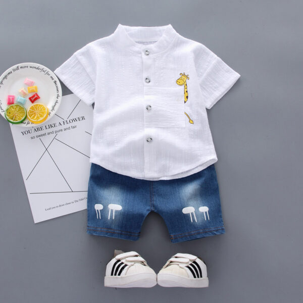 Baby Boy Short Sleeve Children's Clothing Summer New Clothes Handsome Shirt Cute - Image 2