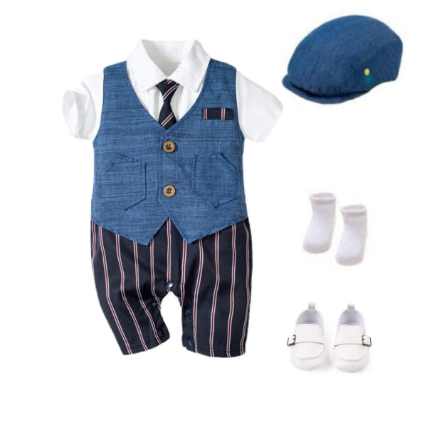 Infant Boy Baby Gentleman Outing Clothes One-Piece Suit Romper - Image 5