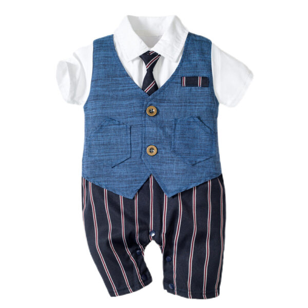 Infant Boy Baby Gentleman Outing Clothes One-Piece Suit Romper - Image 2