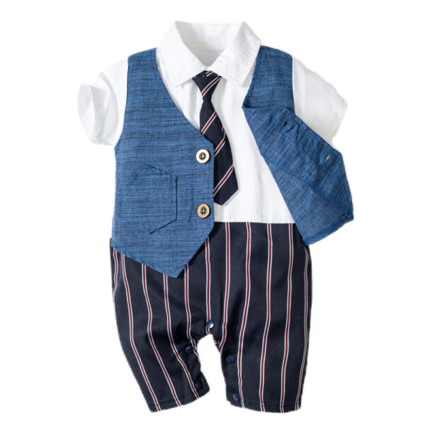 Infant Boy Baby Gentleman Outing Clothes One-Piece Suit Romper - Image 4