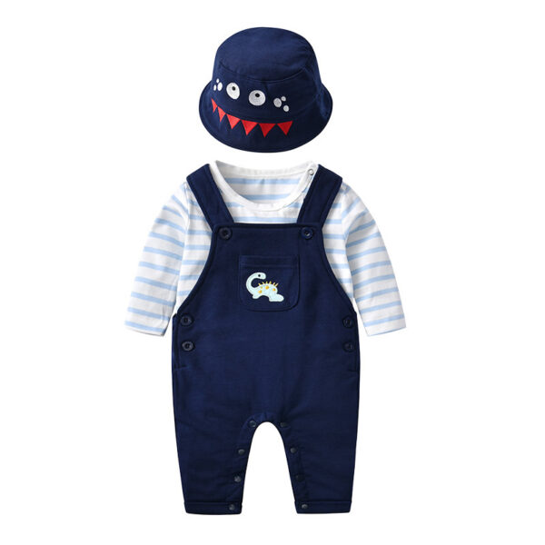 Long-Sleeved Dinosaur Boy Bib Two-Piece Baby Clothes - Image 4