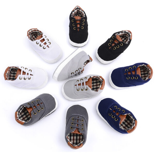 Solid color casual lace soft bottom baby canvas shoes baby shoes toddler shoes - Image 2