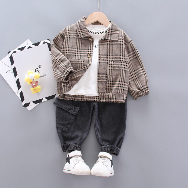 Baby boy long sleeve plaid suit - Image 3