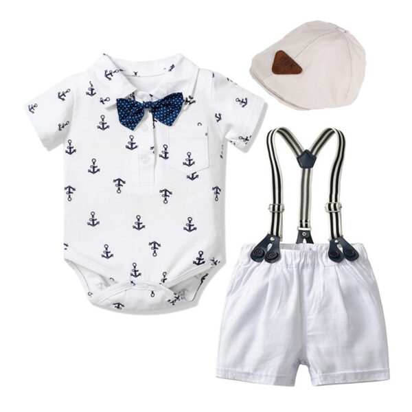 Baby Boy Gentleman Clothes Printed Triangle Romper - Image 4