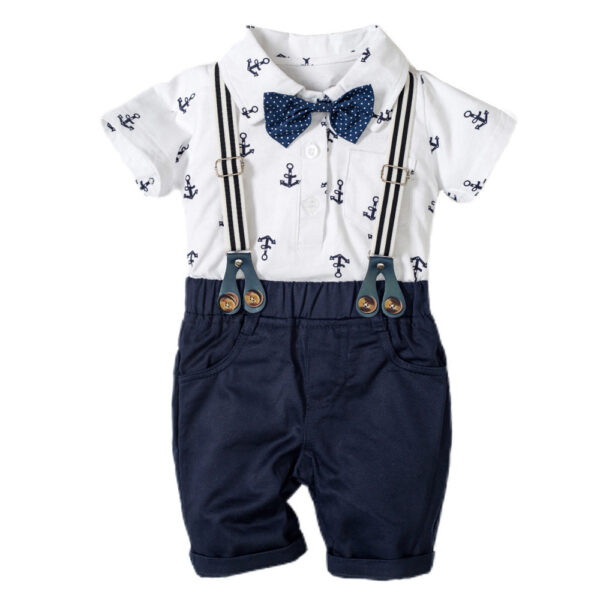 Baby Boy Gentleman Clothes Printed Triangle Romper - Image 3