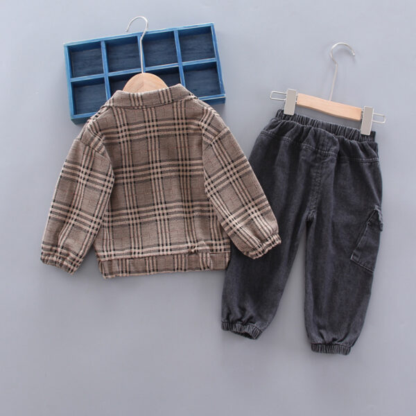 Baby boy long sleeve plaid suit - Image 2