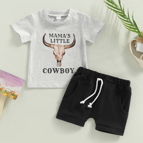 Casual Baby Boy Clothes Suit Cartoon Cow Print - Image 3