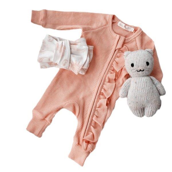 Girls' Baby Knitted Elastic Waffle Jumpsuit - Image 6