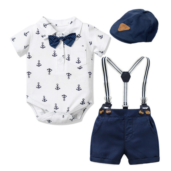 Baby Boy Gentleman Clothes Printed Triangle Romper - Image 2